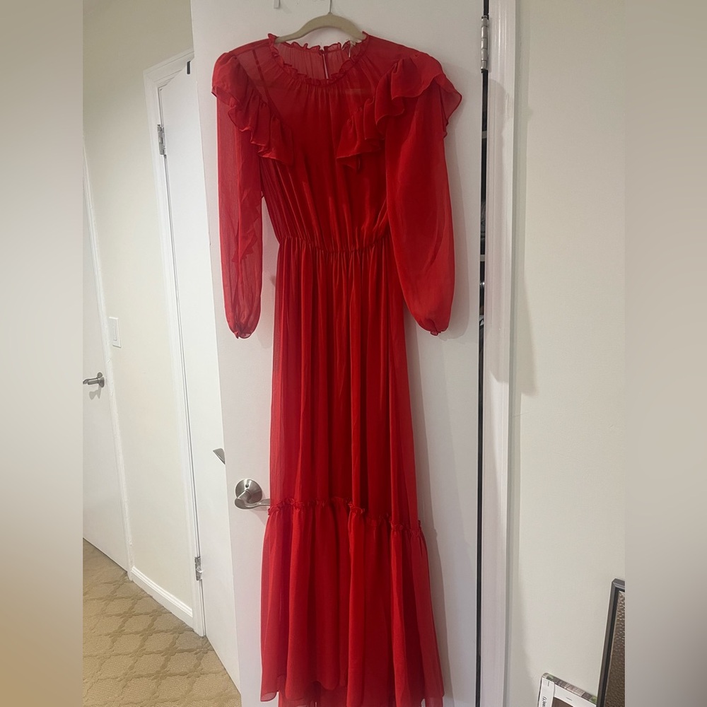 Red maxi dress.